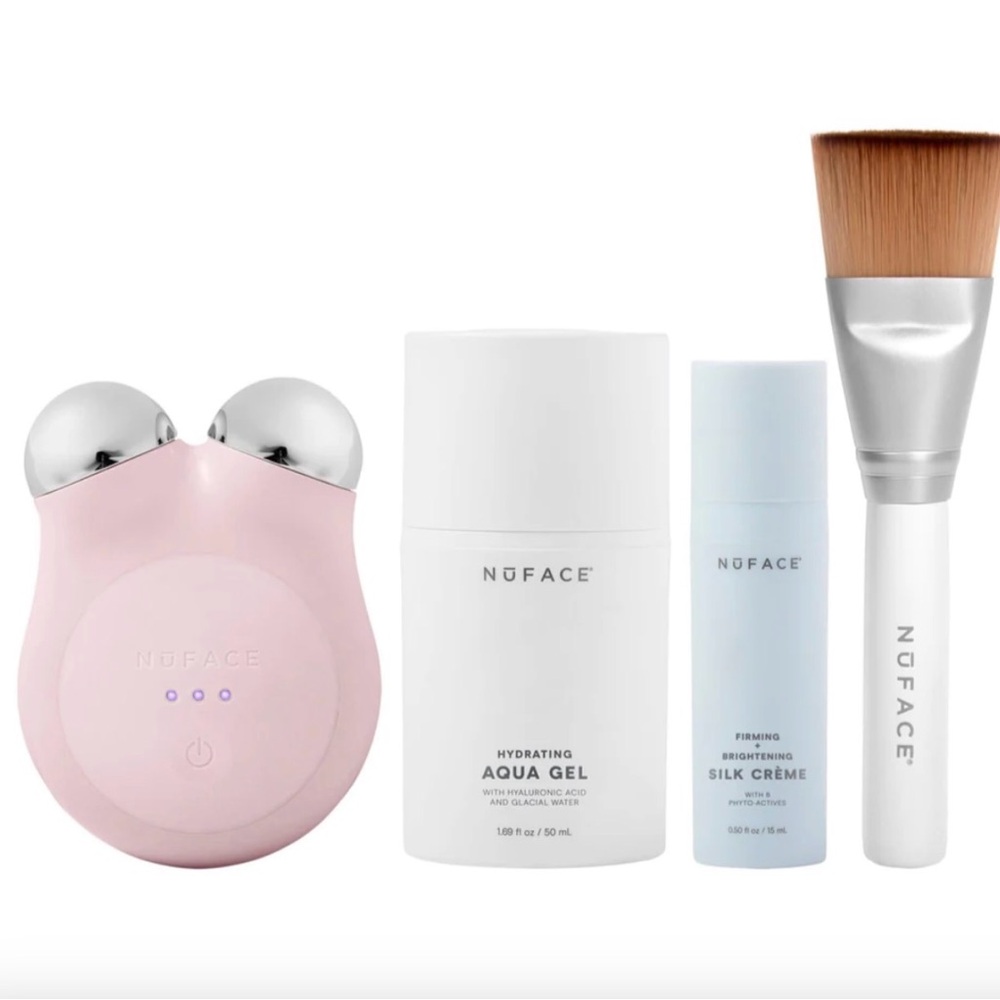 NuFace Pink Device with Aqua Gel and Silk Crème Set